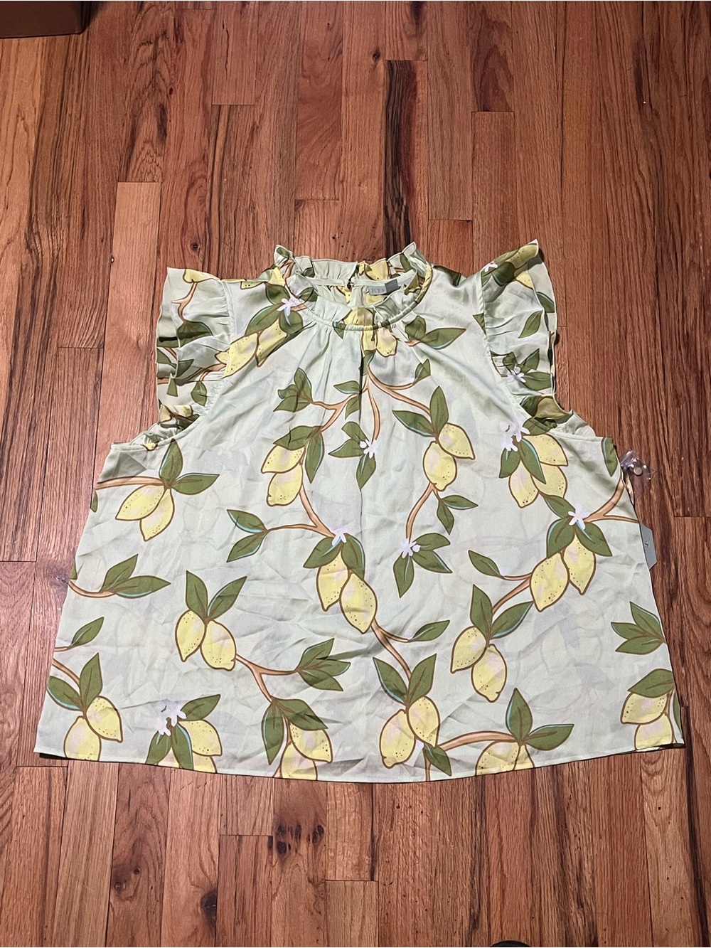 Ryegrass Lemon Print Ruffle Neck Blouse XXL NWT Cottagecore - Picture 2 of 5